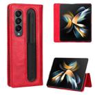 For Samsung Galaxy Z Fold4 5G Magnetic Buckle Retro Texture Leather Phone Case(Red) - 1