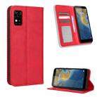 For ZTE Avid 589 Z5158 Magnetic Buckle Retro Texture Leather Phone Case(Red) - 1