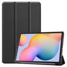 For Galaxy Tab S6 Lite 10.4 inch Custer Pattern Pure Color Horizontal Flip Leather Case with Three-folding Holder(Black) - 1