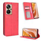 For ZTE Axon 40 Pro Magnetic Buckle Retro Texture Leather Phone Case(Red) - 1