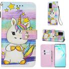 For Galaxy M80s Colored Drawing Pattern Plain Weave Horizontal Flip Leather Case with Holder & Card Slot & Wallet&Lanyard(Spiral Pony) - 1