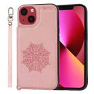 Mandala Embossed Card Slots PU+TPU Phone Case For iPhone 14(Rose Gold) - 1