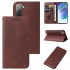 For Samsung Galaxy S21 FE 5G Magnetic Closure Leather Phone Case(Brown) - 1