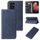 For Samsung Galaxy S21 Ultra 5G Magnetic Closure Leather Phone Case(Blue) - 1