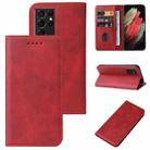 For Samsung Galaxy S21 Ultra 5G Magnetic Closure Leather Phone Case(Red) - 1