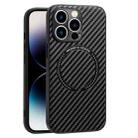 For iPhone 14 Pro MagSafe Magnetic Carbon Fiber Texture Phone Case(Black) - 1