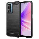 For OPPO A57e Carbon Fiber Brushed Texture TPU Case(Black) - 1