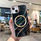 For iPhone 13 Pro Gilt Marble Magsafe Phone Case (Dark Green Black) - 1