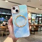 For iPhone 12 Gilt Marble Magsafe Phone Case(Blue) - 1