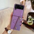 For Samsung Galaxy Z Flip3 5G Double Buckle Card Slots PU+TPU Phone Case(Purple) - 1