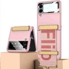 For Samsung Galaxy Z Flip4 GKK Ultra-thin Full Coverage Phone Flip Case with Wristband(Pink) - 1