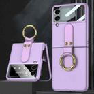 For Samsung Galaxy Z Flip4 GKK Ultra-thin PC Full Coverage Phone Flip Case with Ring Holder(Purple) - 1