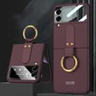 For Samsung Galaxy Z Flip4 GKK Ultra-thin PC Full Coverage Phone Flip Case with Ring Holder(Wine Red) - 1