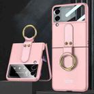 For Samsung Galaxy Z Flip4 GKK Ultra-thin PC Full Coverage Phone Flip Case with Ring Holder(Pink) - 1