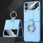 For Samsung Galaxy Z Flip4 GKK Ultra-thin PC Full Coverage Phone Flip Case with Ring Holder(Blue) - 1