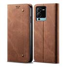 For vivo V25 Pro Denim Texture Casual Style Flip Leather Phone Case(Brown) - 1