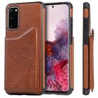 For Galaxy S20 Cat Tree Embossing Pattern Shockproof Protective Case with Card Slots & Photo Frame(Brown) - 1