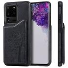 For Galaxy S20 Ultra Cat Tree Embossing Pattern Shockproof Protective Case with Card Slots & Photo Frame(Black) - 1