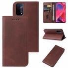 For OPPO A54 Magnetic Closure Leather Phone Case(Brown) - 1