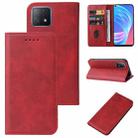 For OPPO A73 Magnetic Closure Leather Phone Case(Red) - 1