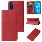 For OPPO A91 Magnetic Closure Leather Phone Case(Red) - 1