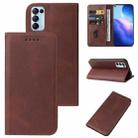 For OPPO Reno5 4G Magnetic Closure Leather Phone Case(Brown) - 1