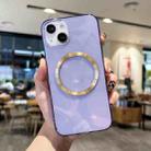 For iPhone 14 CD Texture MagSafe TPU Phone Case (Transparent Purple) - 1