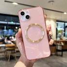 For iPhone 14 Plus CD Texture MagSafe TPU Phone Case (Transparent Pink) - 1