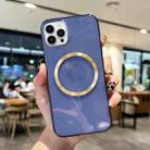 For iPhone 14 Pro Max CD Texture MagSafe TPU Phone Case (Transparent Dark Blue) - 1