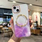 For iPhone 14 Plus Marble MagSafe Clear Phone Case (Purple) - 1