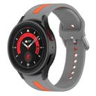 For Samsung Galaxy Watch5 / Watch5 Pro Two-color Stripe Silicone Watch Band(Grey Orange) - 1