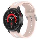 For Samsung Galaxy Watch5 / Watch5 Pro Two-color Stripe Silicone Watch Band(Pink White) - 1