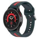 For Samsung Galaxy Watch5 / Watch5 Pro Two-color Stripe Silicone Watch Band(Dark Green Red) - 1