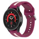 For Samsung Galaxy Watch5 / Watch5 Pro Two-color Stripe Silicone Watch Band(Wine Red Pink) - 1