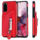 For Galaxy S20 Solid Color Double Buckle Zipper Shockproof Protective Case(Red) - 1