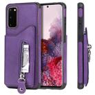 For Galaxy S20 Solid Color Double Buckle Zipper Shockproof Protective Case(Purple) - 1