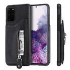 For Galaxy S20 Plus Solid Color Double Buckle Zipper Shockproof Protective Case(Black) - 1