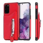 For Galaxy S20 Plus Solid Color Double Buckle Zipper Shockproof Protective Case(Red) - 1