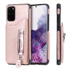 For Galaxy S20 Plus Solid Color Double Buckle Zipper Shockproof Protective Case(Rose Gold) - 1