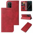 For OPPO K7x Magnetic Closure Leather Phone Case(Red) - 1
