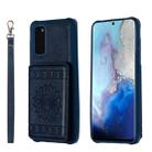 For Galaxy S20 Sun Flower Pattern Embossed Horizontal Drop-proof Mobile Phone Case with Card Slots & Wallet & Photo Holder & Stand Function(Blue) - 1