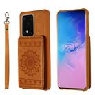 For Galaxy S20 Ultra Sun Flower Pattern Embossed Horizontal Drop-proof Mobile Phone Case with Card Slots & Wallet & Photo Holder & Stand Function(Brown) - 1