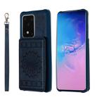For Galaxy S20 Ultra Sun Flower Pattern Embossed Horizontal Drop-proof Mobile Phone Case with Card Slots & Wallet & Photo Holder & Stand Function(Blue) - 1