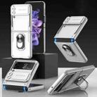 For Samsung Galaxy Z Flip4 GKK Carbon Brazing Pattern Shockproof Armor PC Phone Case with Ring Holder(Silver) - 1