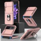 For Samsung Galaxy Z Flip4 GKK Carbon Brazing Pattern Shockproof Armor PC Phone Case with Ring Holder(Pink) - 1