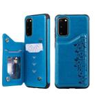 For Galaxy S20 Six Cats Embossing Pattern Shockproof Protective Case with Card Slots & Photo Frame(Blue) - 1