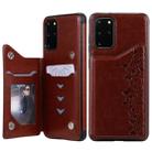 For Galaxy S20 Plus Six Cats Embossing Pattern Shockproof Protective Case with Card Slots & Photo Frame(Brown) - 1