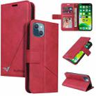 For iPhone 13 GQUTROBE Right Angle Leather Phone Case(Red) - 1