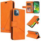 For iPhone 13 GQUTROBE Right Angle Leather Phone Case(Orange) - 1