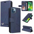 For iPhone 13 GQUTROBE Right Angle Leather Phone Case(Blue) - 1